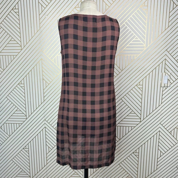 Eileen Fisher Mahogany Buffalo Check Printed Silk Tunic Pink Black Size XS - Picture 8 of 10